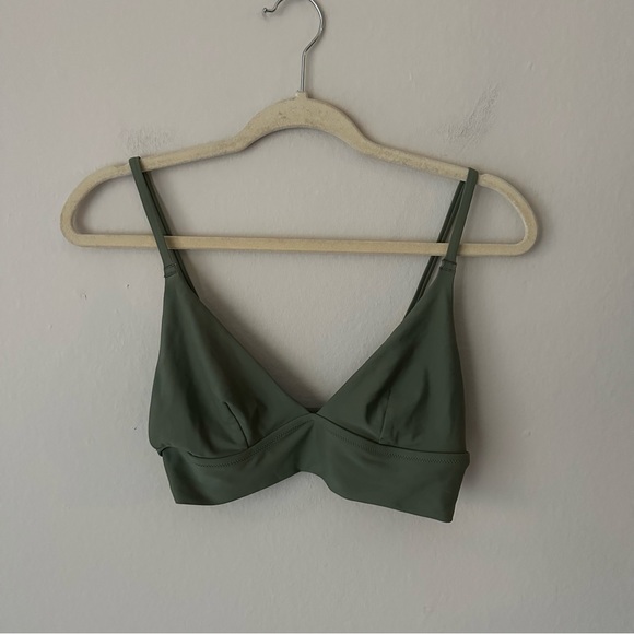 Aerie Triangle Swim Top Olive Green M - Picture 3 of 9